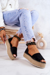 Espadrilles Sandals On The Platform Black Jeannie
