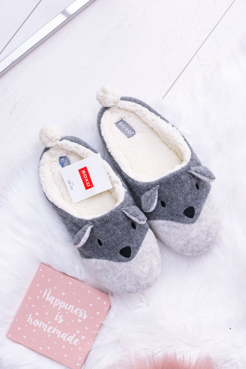 SOXO Damskie Domowe Kapcie Zwierzęta A Szare