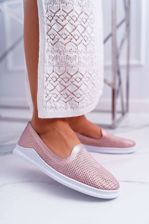 Women's Slide-on Leather Lords Shoes Pink Lordi
