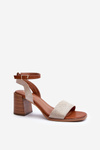 Women's Sandals with Block Heel in Eco-Suede Gold Ronvia