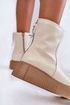 Women's Leather Boots On The Platform Light beige Jenefer 
