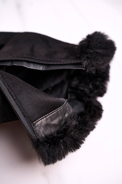 Women’s Ankle Boots With Fur Suede Black Sophie