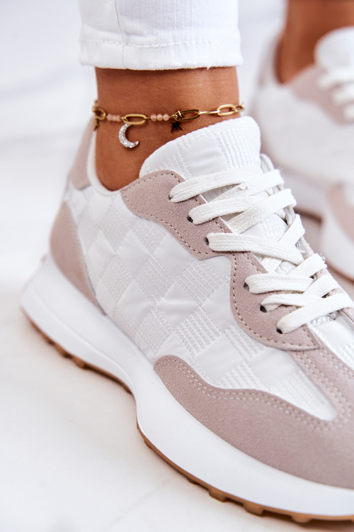 Classic Sports Shoes Tied White and Beige Patrice