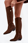 Leather Suede Cowboy Boots Insulated Zazoo 4224 Chocolate