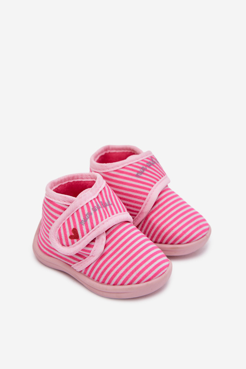 Kids slippers with Velcro stripes Pink Lavelle