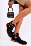Women's boots with jets on a flat heel Black Larino