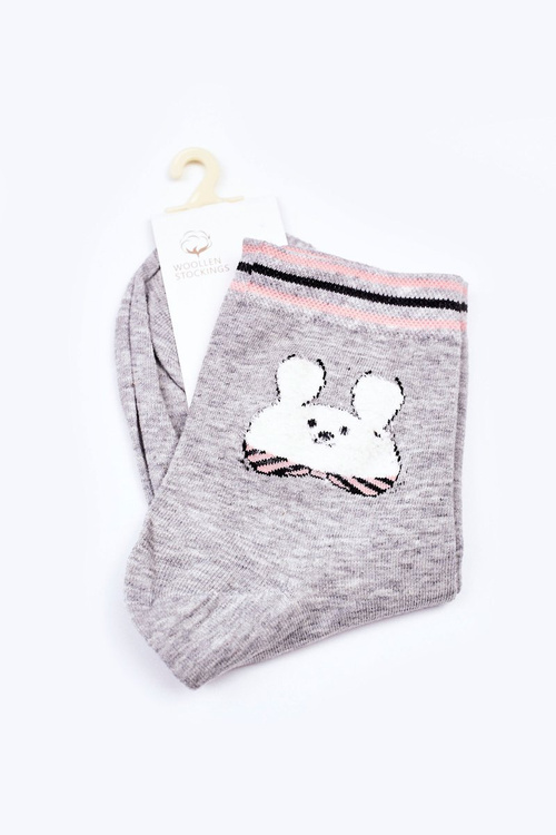 Women's Cotton Socks With Rabbit COSAS Light Grey