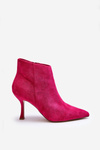 Women's Suede Boots On Heel Fuchsia Merisa