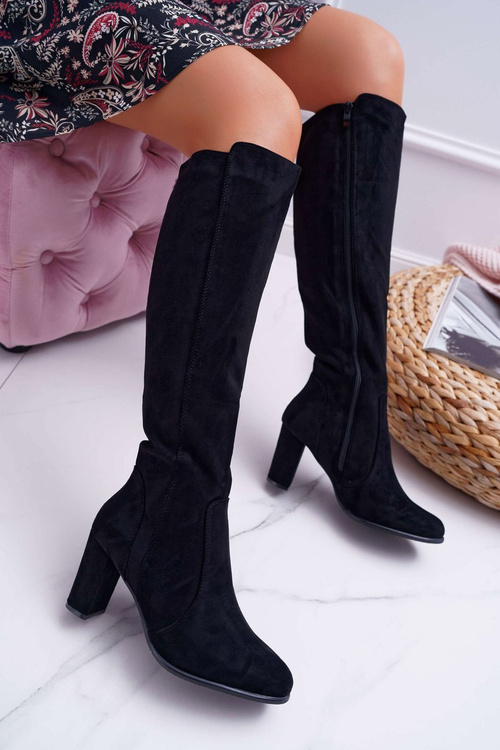 Women's Sergio Leone Suede Boots Black KZ275