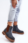 Women's Padded Ankle Boots on a Flat Heel Blue Myrine