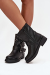 Embellished Women's Ankle Boots with Buckle Black Mivana