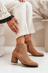 Eco Suede Ankle Boots With Heel Zipper Closure Camel Sairis