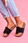 Women's Cork Flip Flops Bows Black Felis