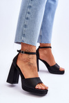 Satin Sandals On Chunky Heels Black Eternity