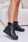 Light Warm Women's Ankle Boots On Platform And Wedge Black Savindria