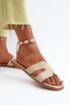 Women's Flat Slippers with Cutouts Beige Fiviama