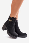 Women's Heeled Boots Eco Suede Insulated Zip Black Laonora