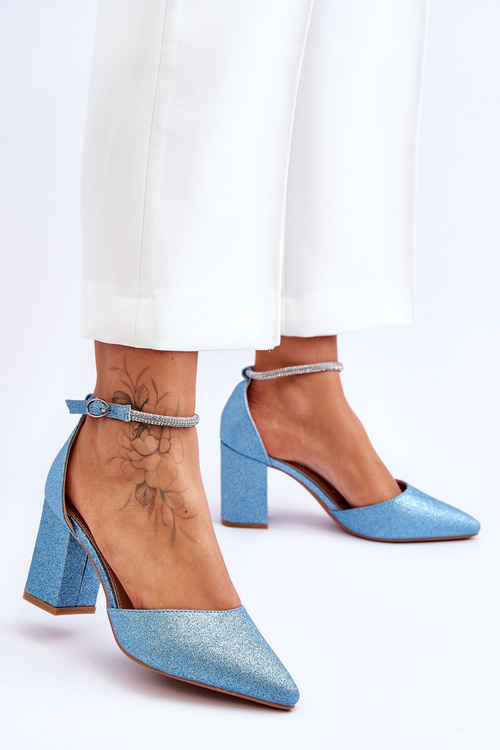 Elegant Shiny  Pumps With Rhinestones Blue Magic