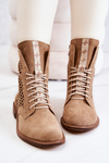 Openwork Suede boots with tied Nicole Camel 2696