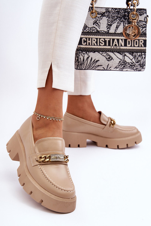 Classic Moccasins On Massive Platform Beige Catch Me!
