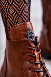 Lace-up boots on a flat heel caramel Grete