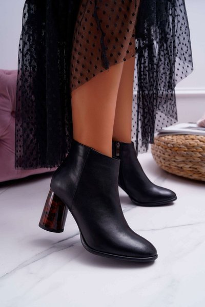Laura Messi Leather Women's Stiletto Booties Black 2056