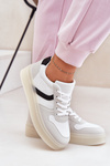 Sneakersy Damskie Niskie Na Platformie Białe Telmira