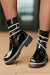 Lacquered Ankle Boots With Decoration Black Kikizelle