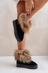 Leather Snow Boots On Platform With Fur Black Avirisa