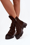Women's Workery Boots Made of Natural Suede Zazoo 976 Chocolate