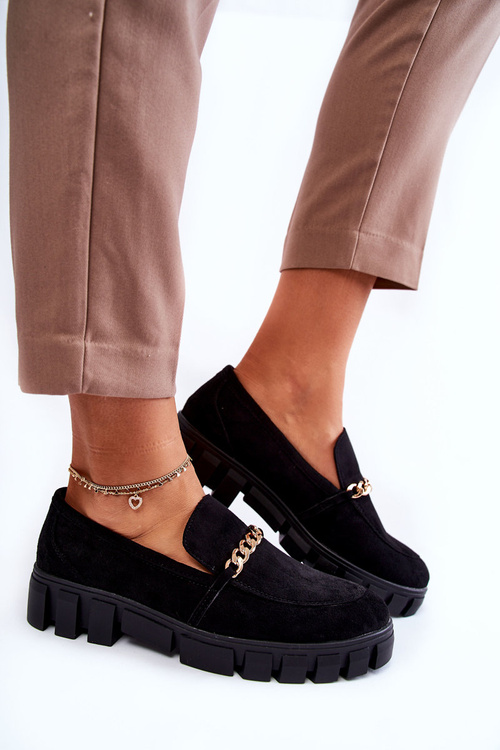 Suede Shoes With Chain Black Anne