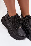 Skórzane Damskie Sneakersy Czarne GOE SS2N4036 