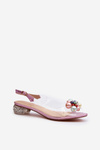 Transparent Low-Heeled Sandals with Pink Decoration D&A MR38-368