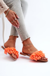 Flat Women's Slippers with Fringes Orange Rialle