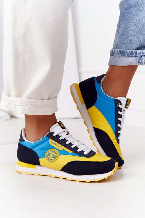 Buty Sportowe Memory Foam Big Star Żółto-Niebieskie HH274525
