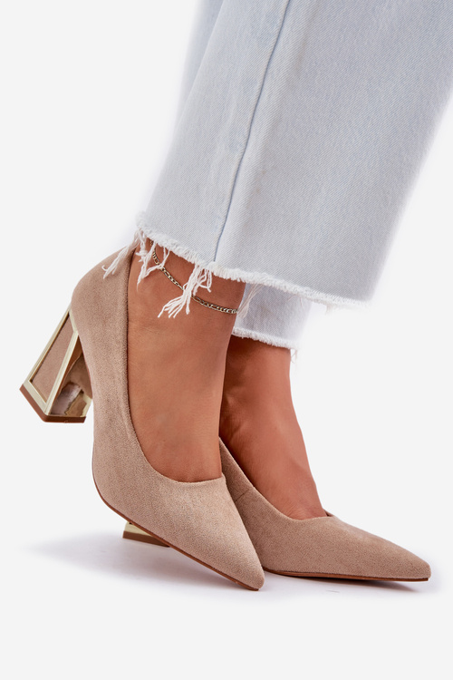 Elegant Heels On A Stiletto Pointed Toes Dark Beige Falseki