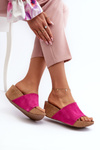 Zazoo 40311 Suede Women's Mules on Cork Wedge Pink