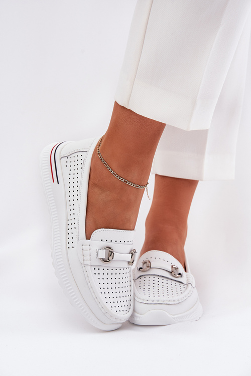 Perforated Ballet Flats Made Of Natural Leather Vinceza 95331 White