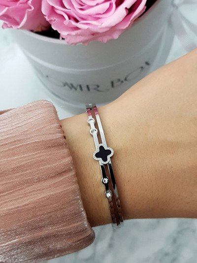 Women's Steel Bracelet With Four Zircons Silver Avior