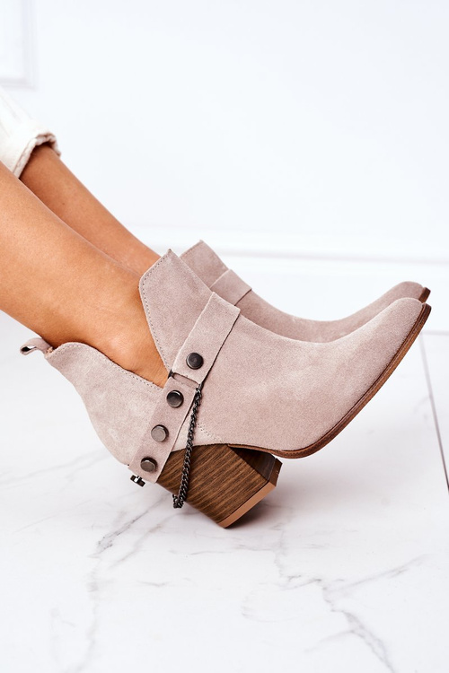 Suede Boots On A Block Heel Lewski Shoes 2880 Cappuccino