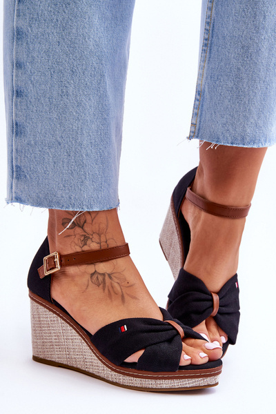 Women's Sandals On A Braided Wedge Black Judith