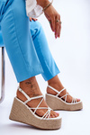 Fashionable Wedge Sandals With Braid White Nessia