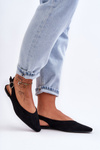 Baleriny Damskie Zamsz Czarne Kenra SD01