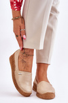 Women's Wedge Leather Espadrilles Beige & Gold Hadlee
