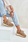 Sneakersy Buty Sportowe Damskie Eko Zamszowe Brązowe Riadella