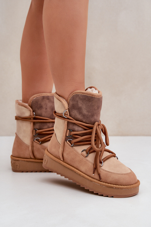 Damskie Śniegowce Z Wiązaniem Na Platformie Camel D.Franklin DFSH370013