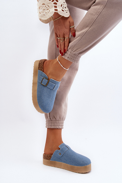 Women's Denim Platform Clogs Blue Jorffia
