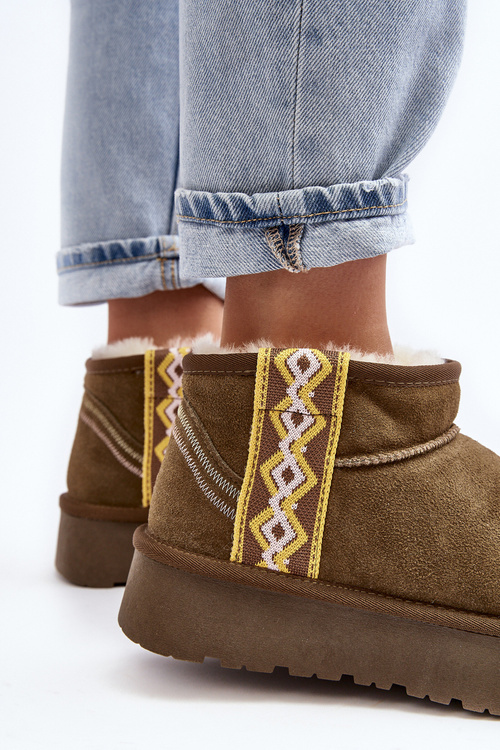 Leather Suede Snow Boots Women Green Vebissat