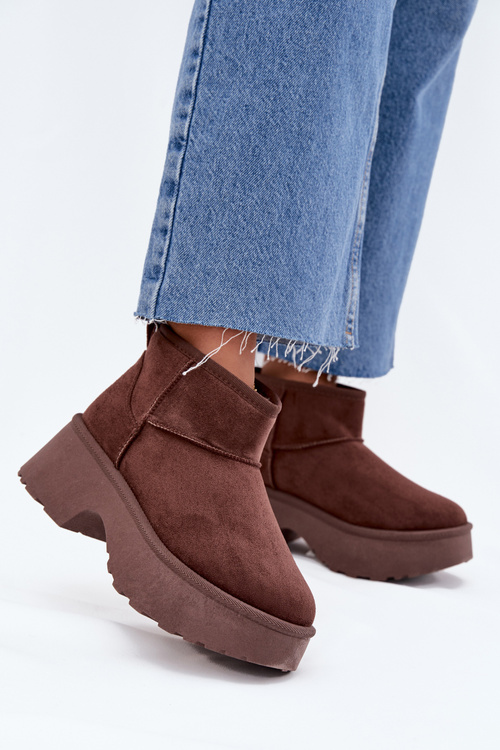 Women's Low Slip-On Insulated Snow Boots Brown Mavelle