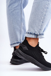 Buty Sportowe Damskie Wsuwane Materiałowe Czarne Zauna C2002